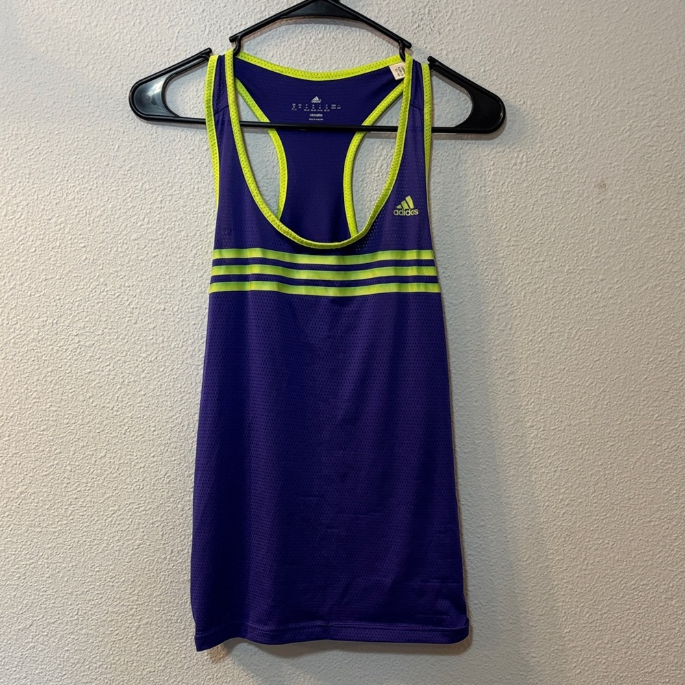 Adidas Women's Tank Top in Purple and Neon Yellow